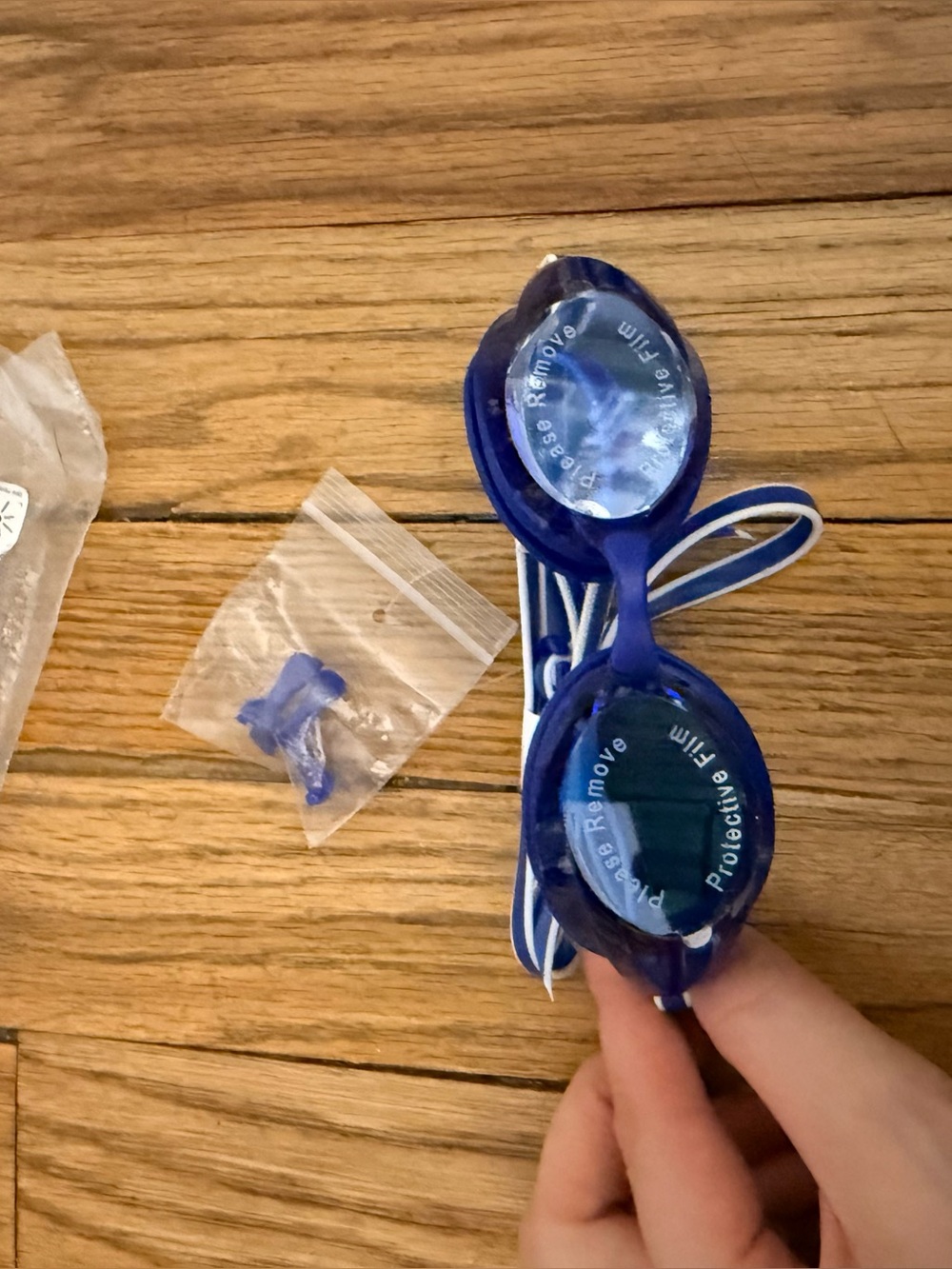 Blue swim goggles